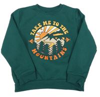 Tmavozelená mikina s obrázkem Primark