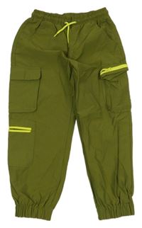 Khaki šusťákové cuff kalhoty Kiki&Koko