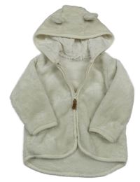 Smetanová chlupatá propínací mikina s kapucí H&M