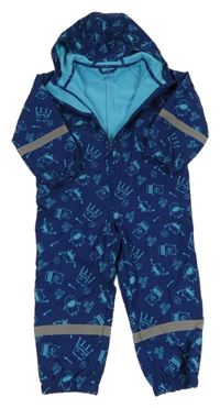 Tmavomodrá softshellová kombinéza s příšerkami a kapucí Kiki&Koko