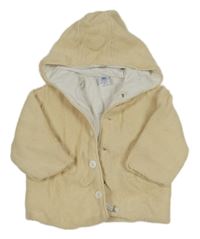 Světlebéžový vlněný podšitý propínací svetr s kapucí 