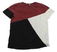 Vínovo-černo-bílé tričkoShein