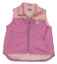 Světlerůžovo-růžová šusťáková lehce zateplená vesta s vločkou