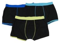 3set - 3x boxerky - černo-zelené + černo-tmavomodré + černo-světlemodré zn.bpc