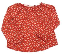 Červeno-bílá květovaná halenka 