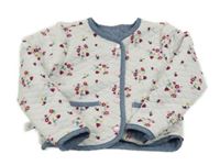 Bílo-modrá prošívaná oboustranná zateplená bunda s kytičkami MIniclub