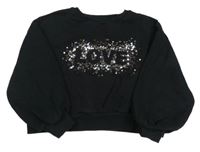 Černá crop mikina s flitry Next