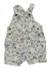 Bílé lněné laclové kraťasy se zvířátky Next