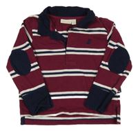 Vínovo-bílo-tmavomodré pruhované polo triko Jojo Maman Bébé