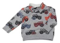 Šedá mikina s jeepy a komínovým límcem Topolino