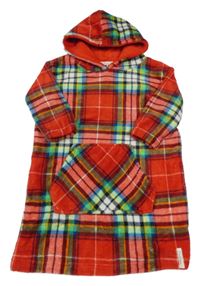 Černo-barevná kostkovaná chlupatá oversize mikina s kapucí 