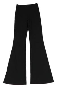 Černé žebrované flare kalhoty H&M