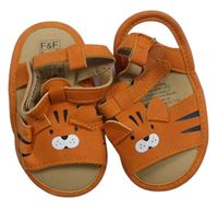Oranžové koženkové sandály s tygrem F&F vel. 17