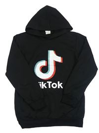 Černá mikina Tik Tok a kapucí Foanja