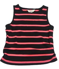 Černo-neonově růžový pruhovaný žebrovaný crop top E-vie
