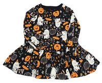 Černé bavlněné šaty s halloweenským motivem F&F