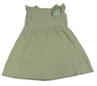 Světlekhaki žebrované šaty s volánky H&M