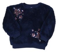 Tmavomodrá chlupatá mikina s hvězdami z flitrů F&F