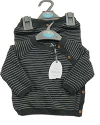 Nové - Tmavošedý proužkovaný propínací svetr + pletené tepláky TU 