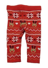 Červené pletené kalhoty s vánočním motivem Primark