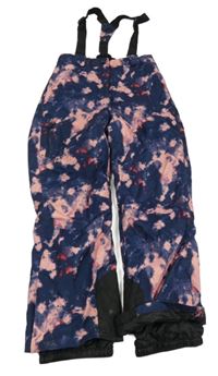 Tmavomodro-růžové batikované funkční šusťákové oteplovačky s odepínacími kšandami Crivit