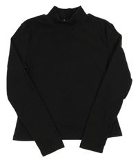 Černé fleecové triko s rolákem Shein