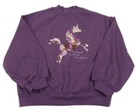 Fialová oversize mikina s jednorožcem a korálky Next