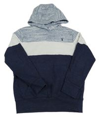 Tmavomodro-modro-bílá mikina s kapucí Next