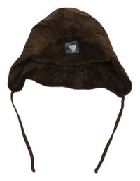 Kávová manšestrová zateplená beranice s liškou