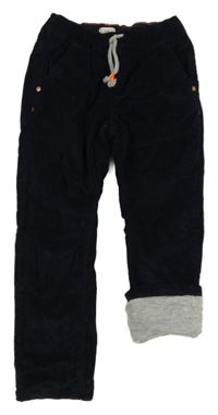 Tmavomodré manšestrové podšité kalhoty F&F