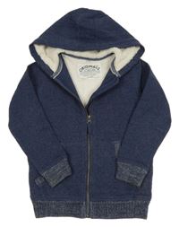 Tmavomodrá propínací zateplená mikina s kapucí M&S