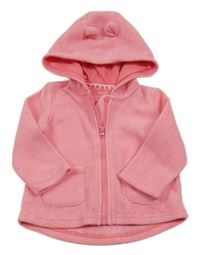 Světlerůžová pruhovaná fleecová mikina s kapucí F&F