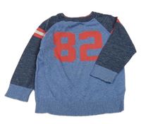 Modro-tmavomodrý svetr s číslem Next