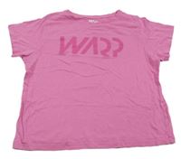 Růžové crop tričko s nápisem Warp