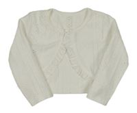 Bílé děrované bolerko s volánky Shein