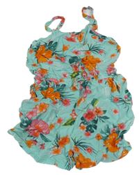 Mátový kraťasový overal s květy H&M