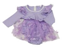 Levandulové žebrované body s tylovou sukní 