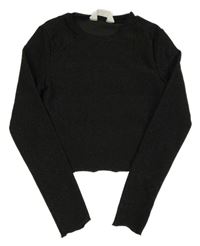 Černé třpytivé crop triko H&M