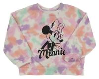 Bílo-barevná batikovaná oversize mikina s Minnií Disney