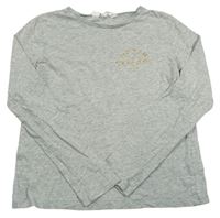 Šedé melírované triko se zlatými nápisy H&M