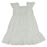 Bílé plátěné šaty s madeirou H&M