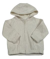 Světlebéžová melírovaná propínací oversize mikina s kapucí PRIMARK