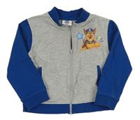 Šedo-petrolejová melírovaná propínací mikina s PAW PATROL - Chase nickelodeon