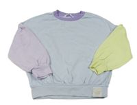 Světlemodro-levandulovo-citronová oversize mikina s motýlkem M&S