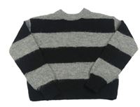 Černo-šedý pruhovaný vlněný crop svetr H&M
