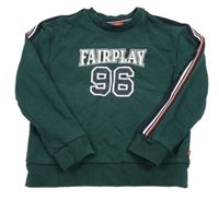 Smaragdová mikina s číslem a nápisem a pruhy OKaïdi