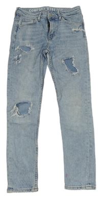 Světlemodré šisované skinny fit rifle s prošoupáním H&M