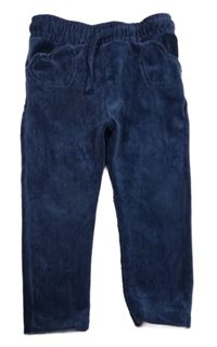 Tmavomodré žebrované sametové tregíny Topomini