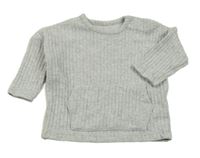 Šedé melírované žebrované úpletové oversize mikinotriko s kapsou George