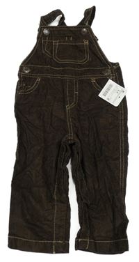 Nové - tmavohnědé manšestrové laclové kalhoty ZARA